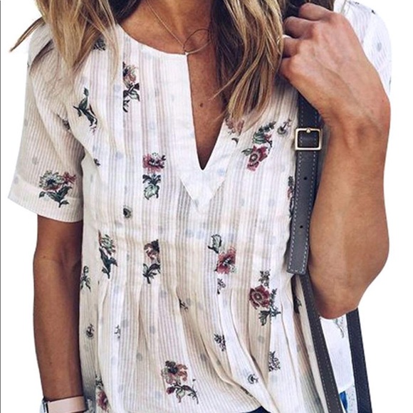 🏆Boho V-Neck Floral Top - Picture 3 of 6